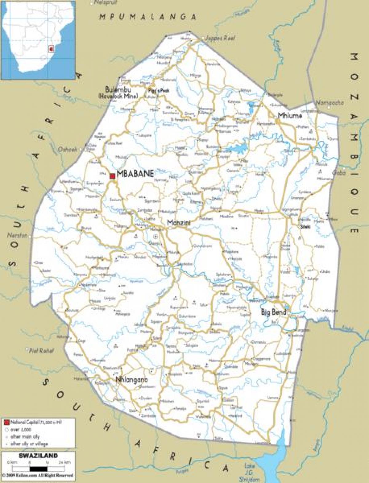 Kartta mbabane Swazimaa