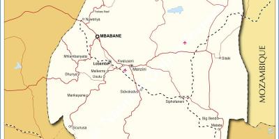 Kartta Swazimaa kaupungeissa