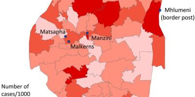 Kartta Swazimaa malaria