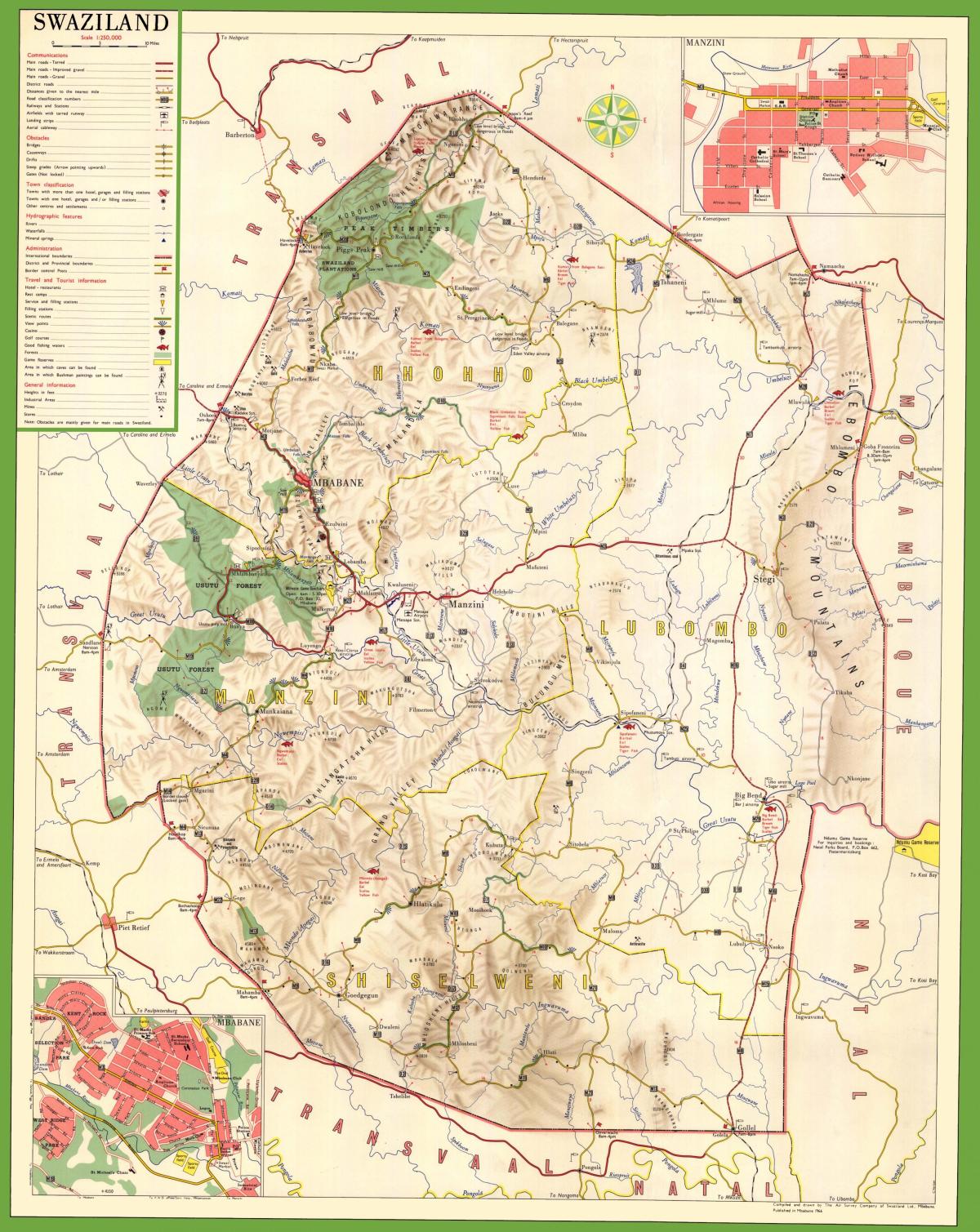 Kartta yksityiskohtaiset Swazimaa